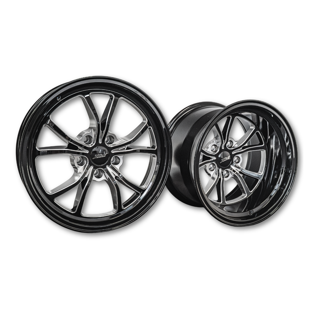 Illicit Race Wheels Black 'Eliminator' Rear Drag Wheels 15"x10" 3.5" BS | 5x114.3 5x4.5"