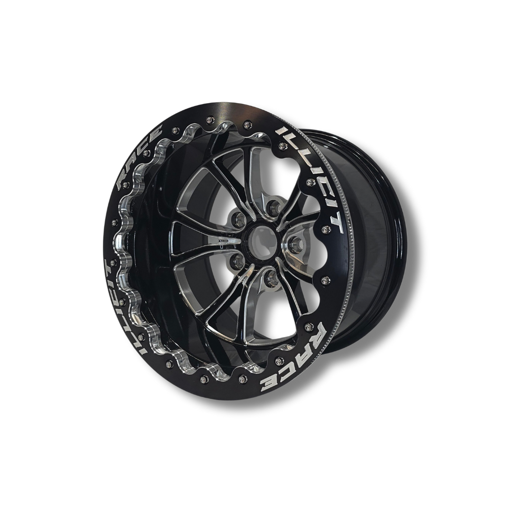 Illicit Race Wheels Black 'Eliminator' Rear Drag Wheels 15"x10" 3.5" BS | 5x114.3 5x4.5"