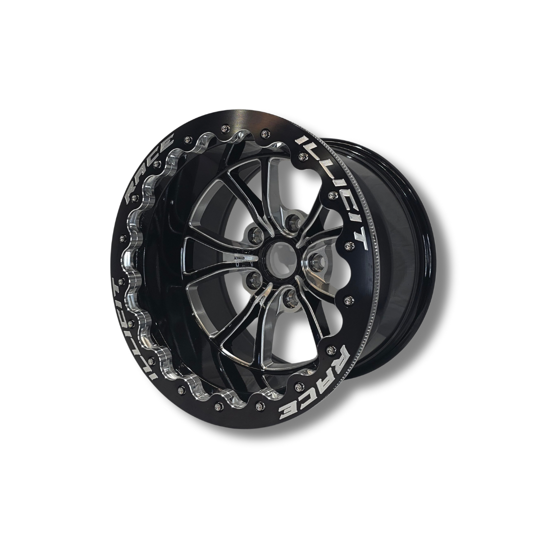 Illicit Race Wheels Black 'Eliminator' Rear Drag Wheels 15"x10" 3.5" BS | 5x114.3 5x4.5"
